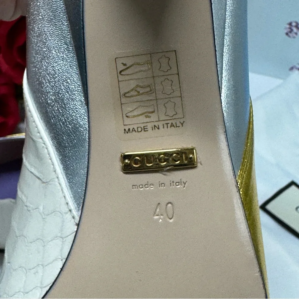 💎SALE $1200 GUCCI CRYSTAL GG WAXEL HEELS - Picture 11 of 14